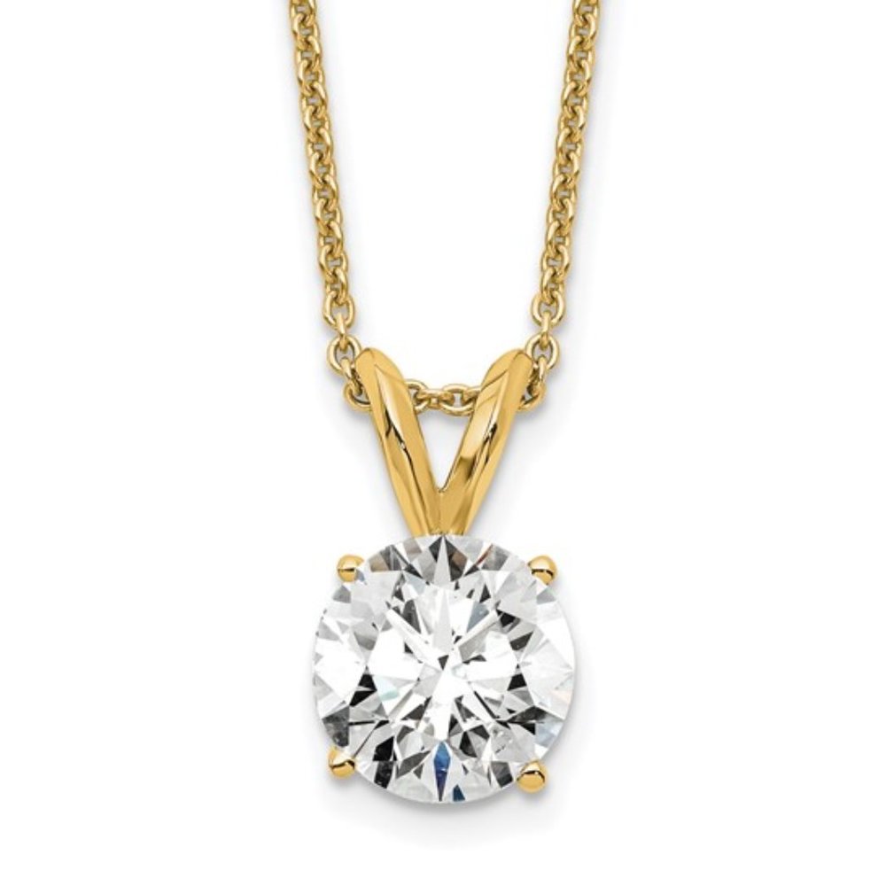 14k Yellow or White Gold Round Lab Grown Diamond Solitaire Necklace, 1 ctw.